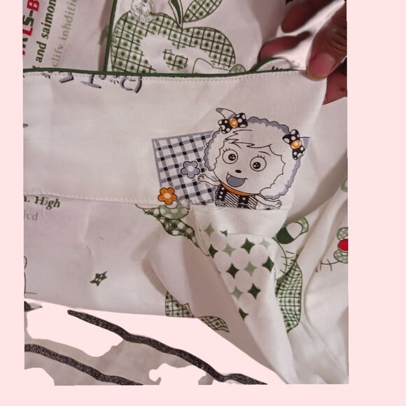 Hello Kitty Printed Pajama Set For Women Button-Up Top & Elastic Waist Pants Siz - Picture 11 of 15